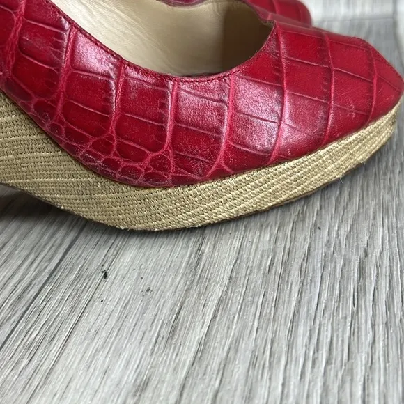 Oscar De La Renta Leather Wedge Heels