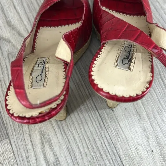 Oscar De La Renta Leather Wedge Heels
