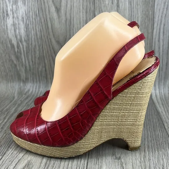 Oscar De La Renta Leather Wedge Heels