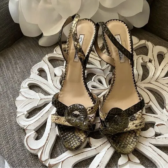Oscar De La Renta Snake Skin Heels Shoes Women’s 40  US 9.5