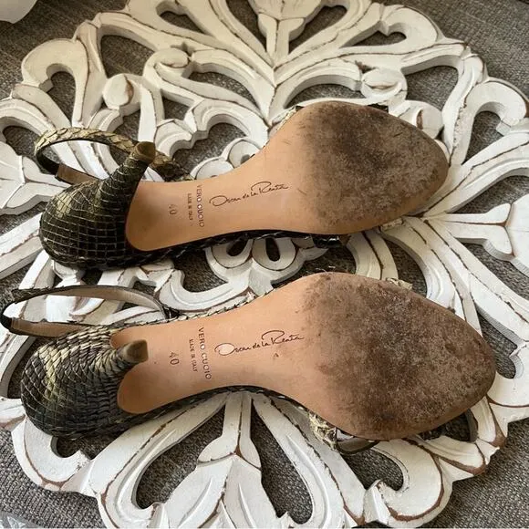 Oscar De La Renta Snake Skin Heels Shoes Women’s 40  US 9.5