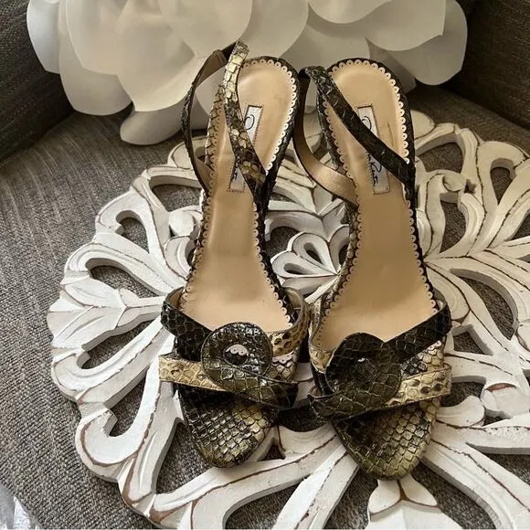 Oscar De La Renta Snake Skin Heels Shoes Women’s 40  US 9.5