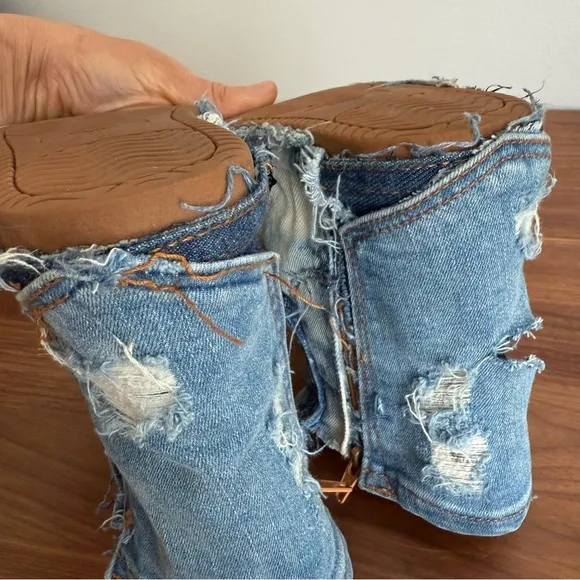 Oshkosh B'gosh Distressed Patchwork Denim Kid Boots size 9M (4-5yr old toddler)