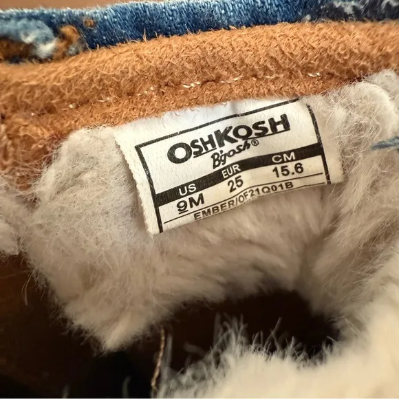 Oshkosh B'gosh Distressed Patchwork Denim Kid Boots size 9M (4-5yr old toddler)