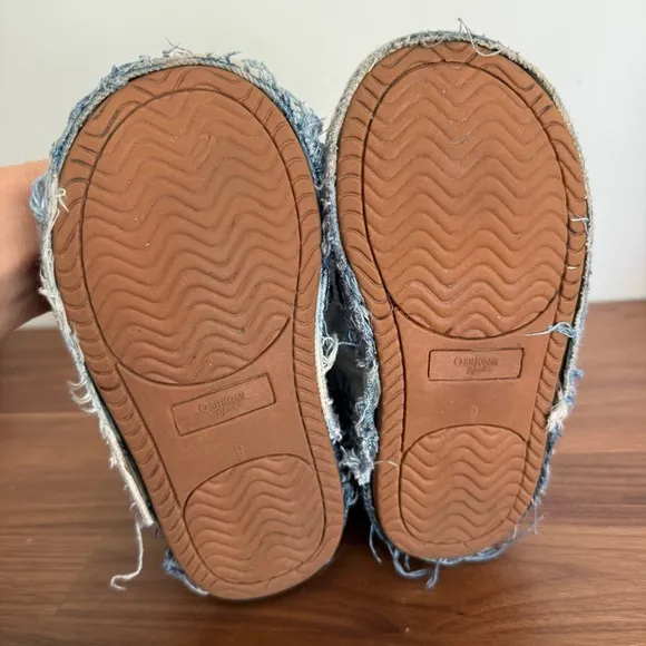 Oshkosh B'gosh Distressed Patchwork Denim Kid Boots size 9M (4-5yr old toddler)