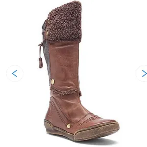OTBT Clayton Leather Fabric Tall Boots Sherpa Lace