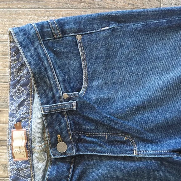 PAIGE &quot;Melrose&quot; medium dark wash straight cut denim jeans sz 29x35.5L TALL euc