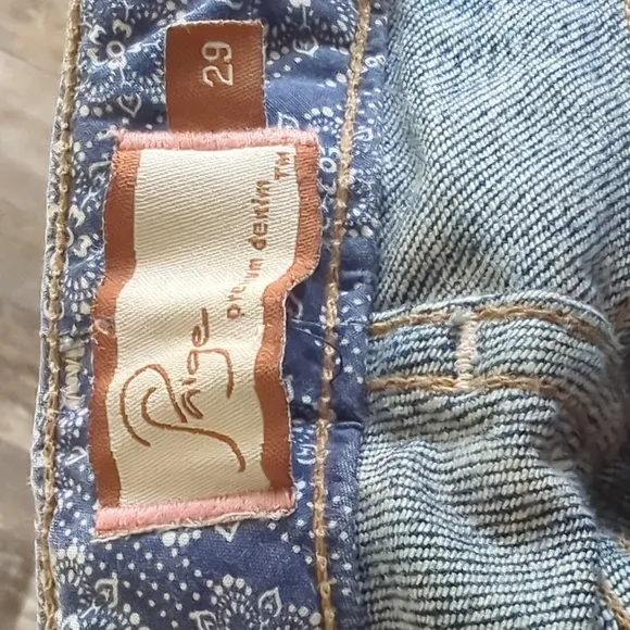 PAIGE &quot;Melrose&quot; medium dark wash straight cut denim jeans sz 29x35.5L TALL euc