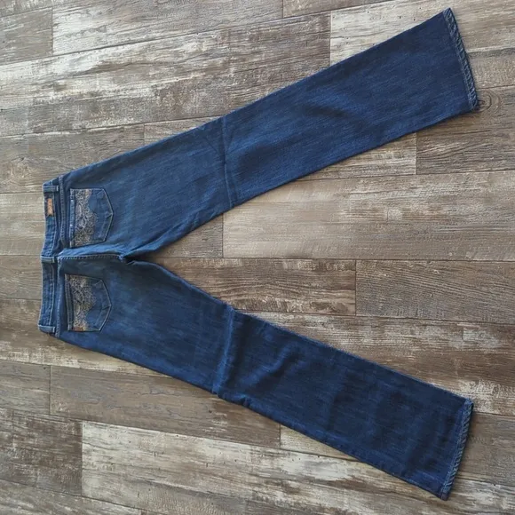 PAIGE &quot;Melrose&quot; medium dark wash straight cut denim jeans sz 29x35.5L TALL euc