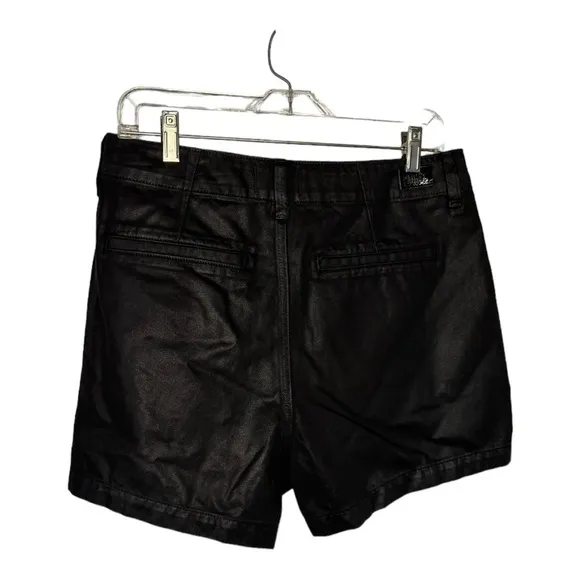 Paige Pleated Mayslie Short in Midnight Black Oil Coating Size 30 New
