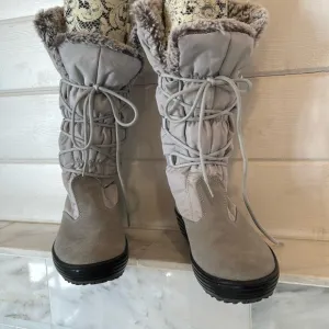 Pajar Canada Celine Gray Winter Faux Fur Trim Laceup Snow Boots Size 7/7.5 NWOT