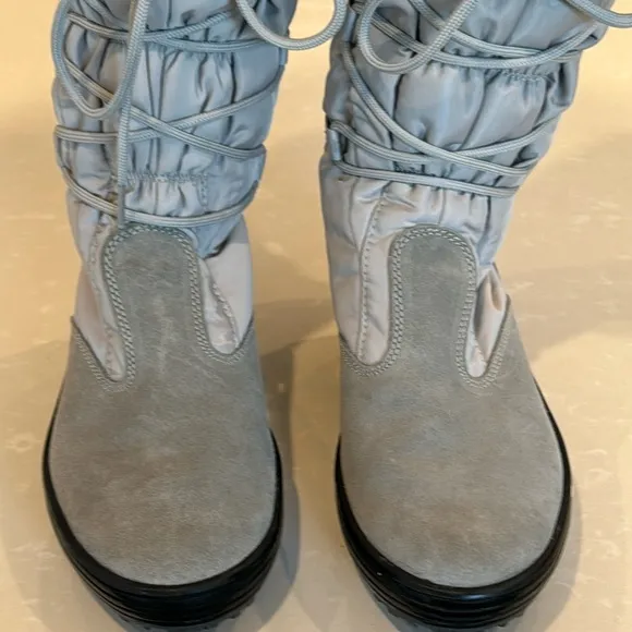 Pajar Canada Celine Gray Winter Faux Fur Trim Laceup Snow Boots Size 7/7.5 NWOT