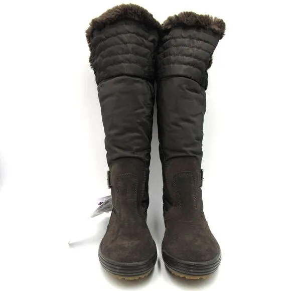 PAJAR NATASHA TALL DARK BROWN FUR BOOTS SZ 5.5