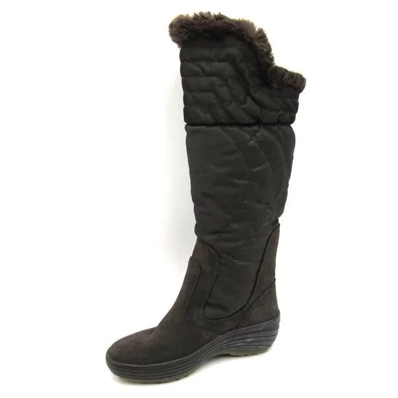 PAJAR NATASHA TALL DARK BROWN FUR BOOTS SZ 5.5
