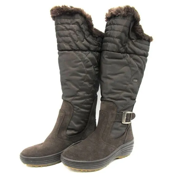 PAJAR NATASHA TALL DARK BROWN FUR BOOTS SZ 5.5