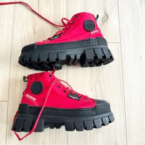 Palladium Red and Black High-Top Boots