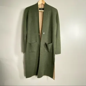Paul Costelloe Black Label Green Long Button Cardigan Sz XS