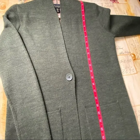 Paul Costelloe Black Label Green Long Button Cardigan Sz XS