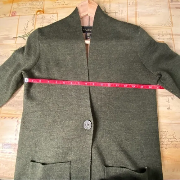 Paul Costelloe Black Label Green Long Button Cardigan Sz XS