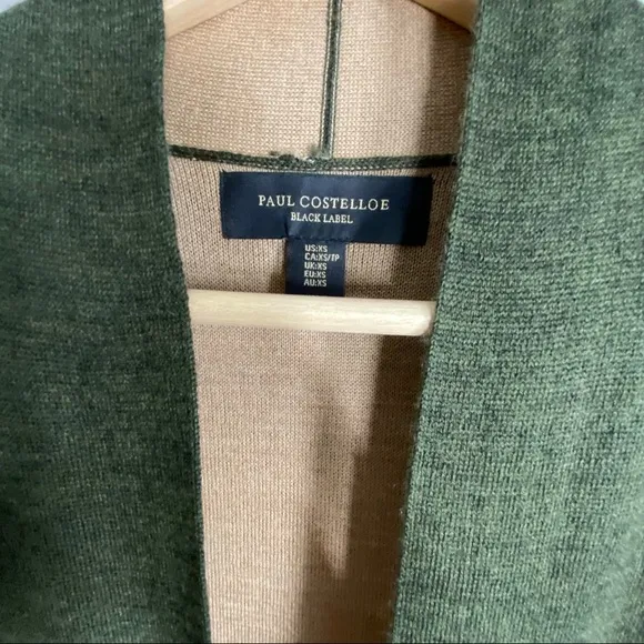 Paul Costelloe Black Label Green Long Button Cardigan Sz XS