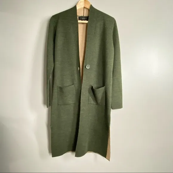 Paul Costelloe Black Label Green Long Button Cardigan Sz XS