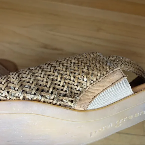 Paul Green Helena Woven Leather Block Heel Sandal - Size 6.5