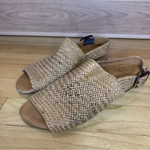 Paul Green Helena Woven Leather Block Heel Sandal - Size 6.5