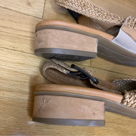 Paul Green Helena Woven Leather Block Heel Sandal - Size 6.5