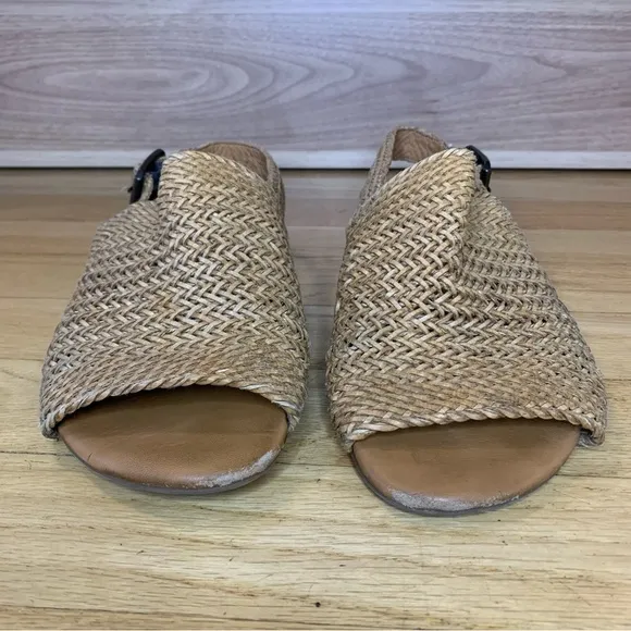 Paul Green Helena Woven Leather Block Heel Sandal - Size 6.5