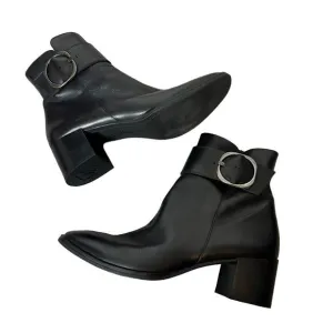 Paul Green Jewel short leather boots with buckle black sz
