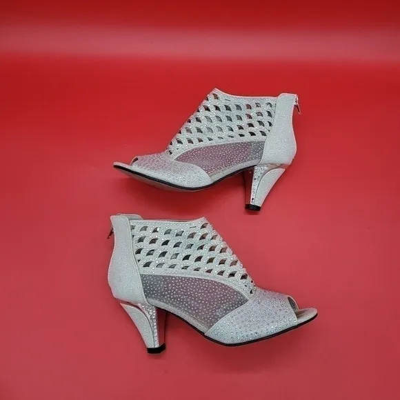 Pierre Dumas Shoes Women 7.5 M Ciara High Heels Women's Silver Zip Up