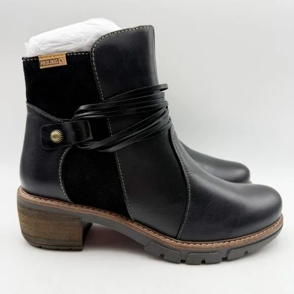 PIKOLINOS Womens San Sebastian Boots EU 39 US 8.5-9 Black Leather NIB