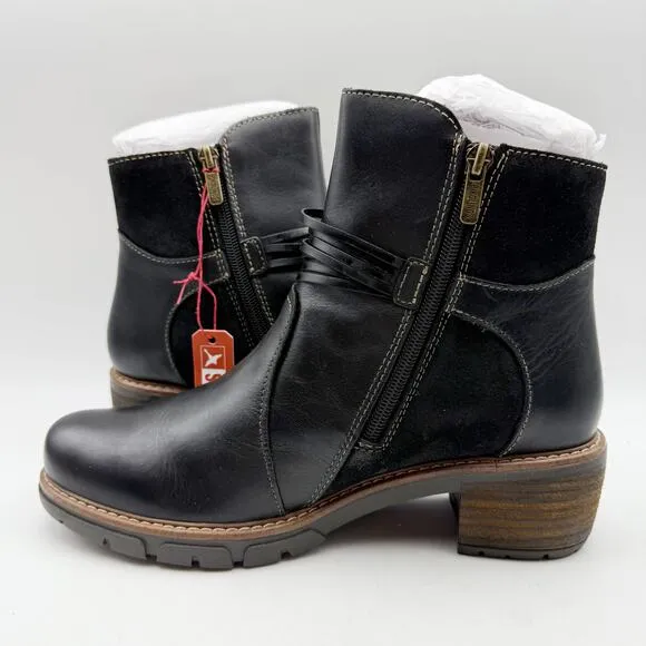 PIKOLINOS Womens San Sebastian Boots EU 39 US 8.5-9 Black Leather NIB