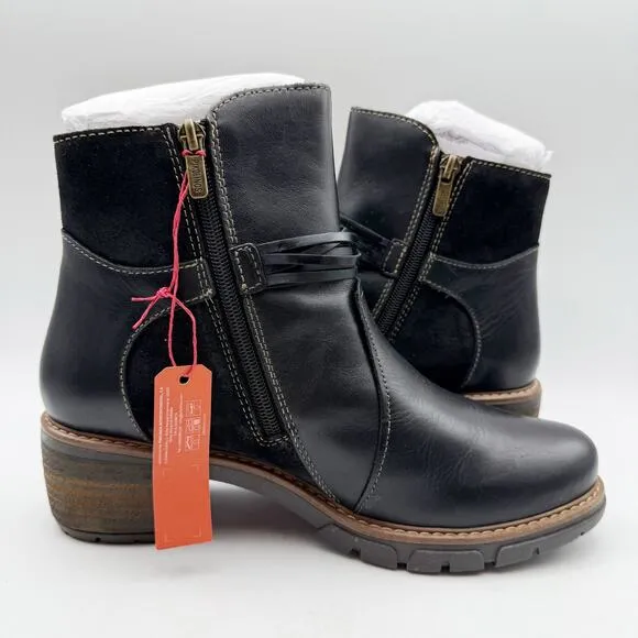 PIKOLINOS Womens San Sebastian Boots EU 39 US 8.5-9 Black Leather NIB