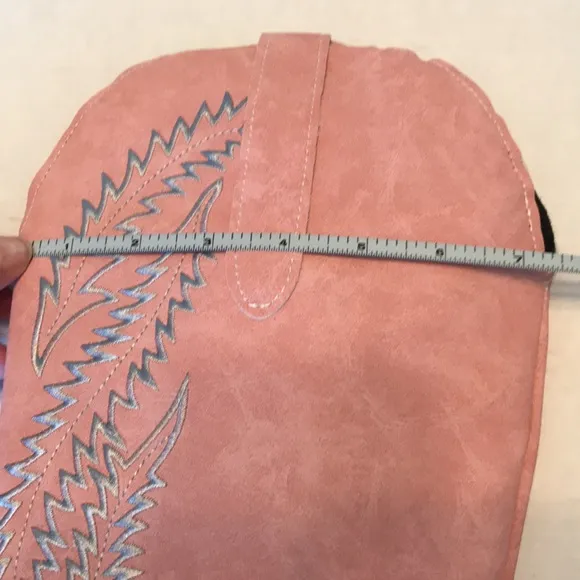 Pink Faux Suede Cowgirl Boots Size 9