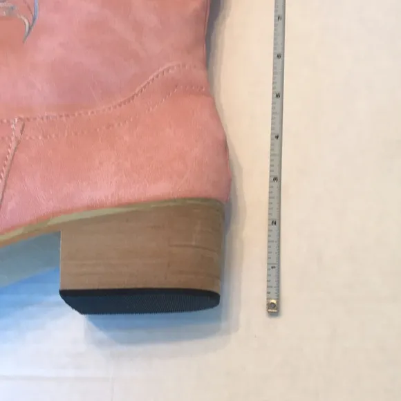 Pink Faux Suede Cowgirl Boots Size 9