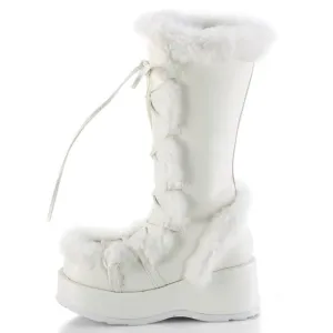 Platform Fur Lace Up Boots
