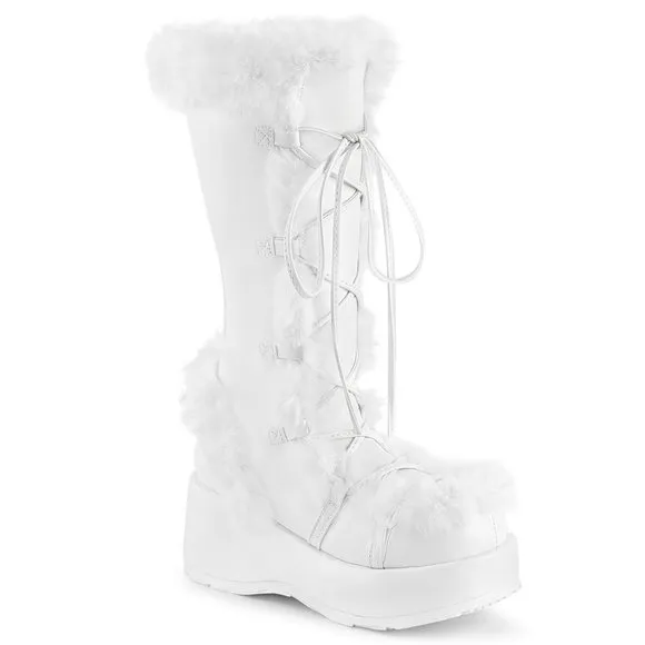 Platform Fur Lace Up Boots