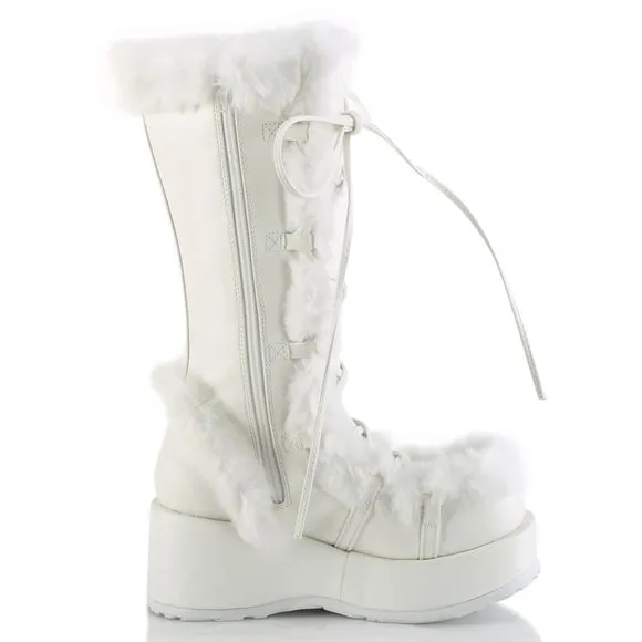 Platform Fur Lace Up Boots