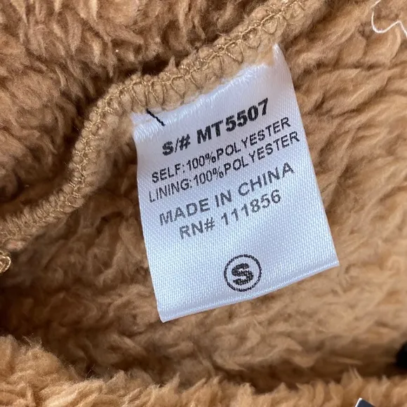 Plush Teddy Zip Up Pullover In Camel