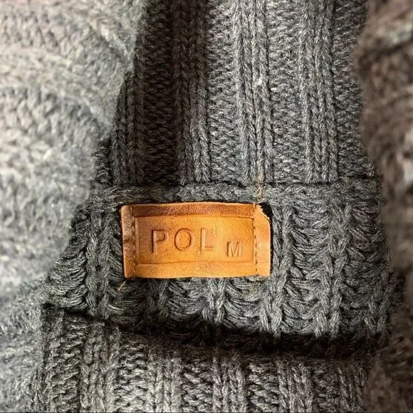 Pol Oversized Aysmmetrical Knit Grey Turtleneck Sweater M