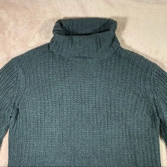 Pol Oversized Aysmmetrical Knit Grey Turtleneck Sweater M