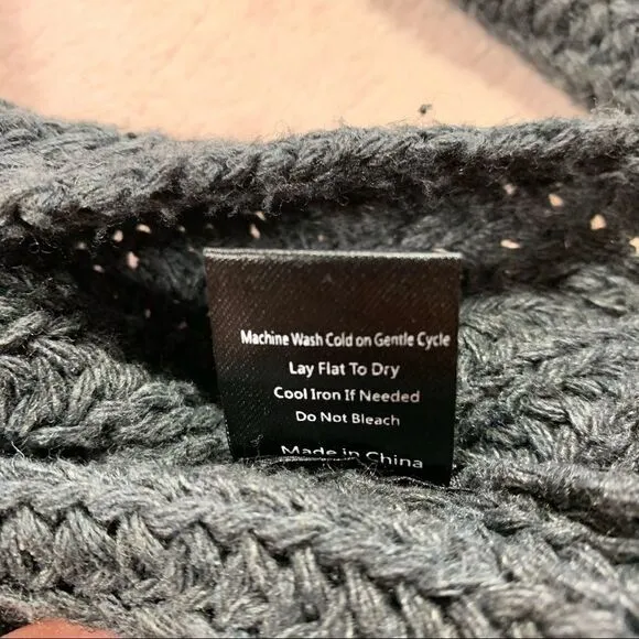 Pol Oversized Aysmmetrical Knit Grey Turtleneck Sweater M