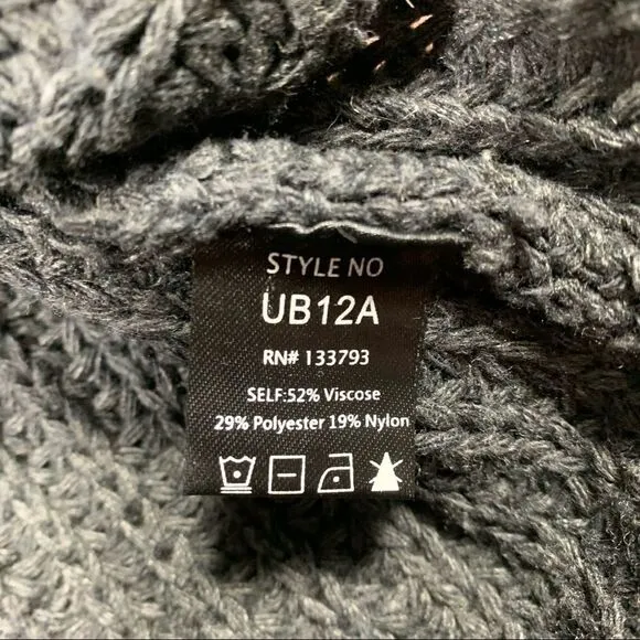 Pol Oversized Aysmmetrical Knit Grey Turtleneck Sweater M