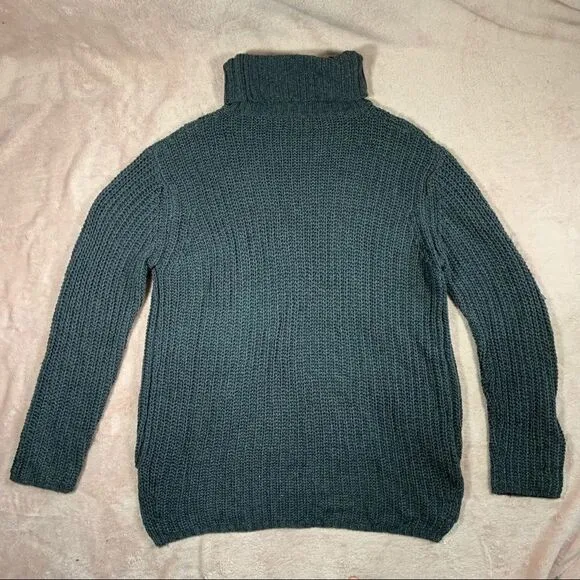 Pol Oversized Aysmmetrical Knit Grey Turtleneck Sweater M
