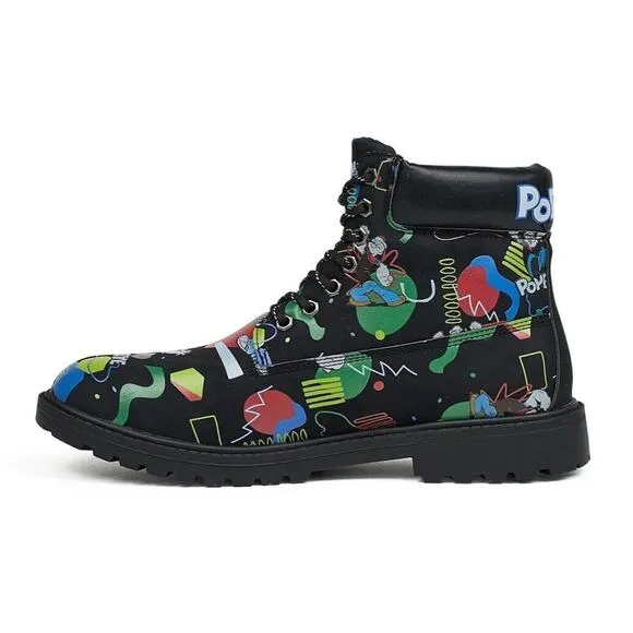 Popeye X Reason Collab Faux Suede Graffiti Print Boots Black Mens 10.5