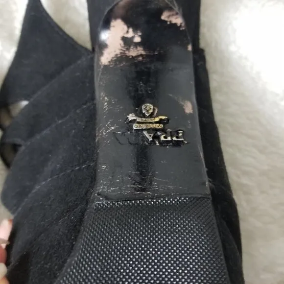 Prada 3 strap slingback heels