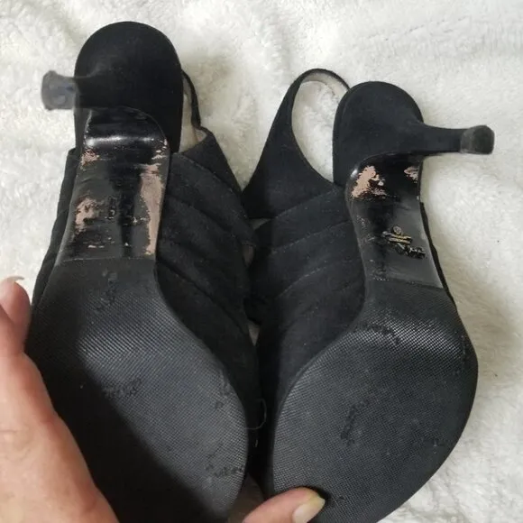 Prada 3 strap slingback heels