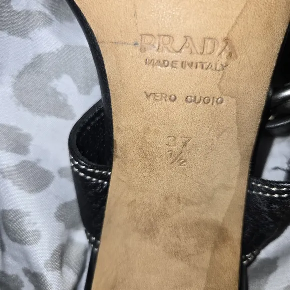 Prada Black Leather Women's Heels