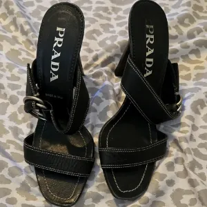 Prada Black Leather Women's Heels